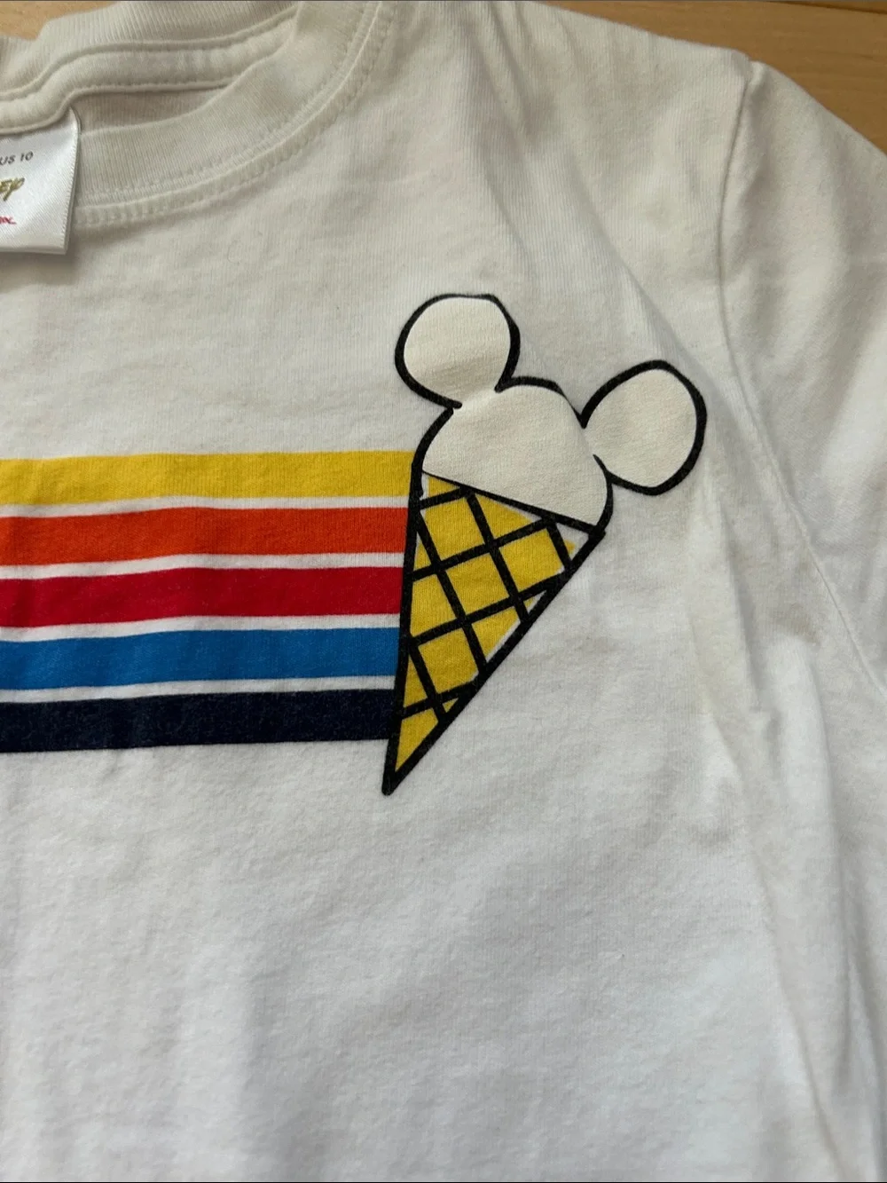 Hanna Andersson Disney Short-Sleeve Tee with Rainbow Stripes & Mickey Ice Cream